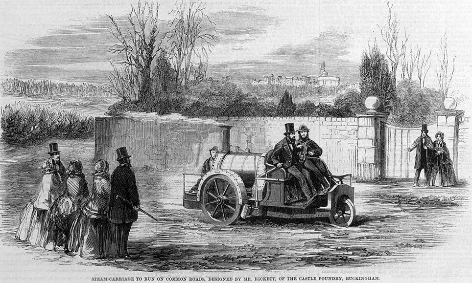 I begyndelsen af 1860 præsenterede Thomas Rickett sin dampvogn for dronning Victoria, prins Albert og flere medlemmer af kongefamilien