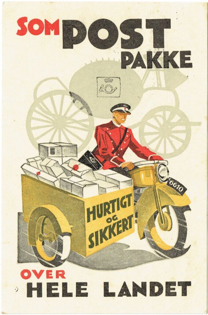 Postkort fra Kuglepostens tur København-Frederikshavn i 1935. Forfatterens samling.