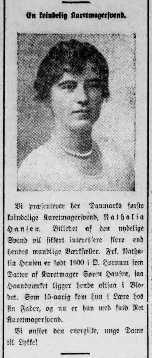 Omtale af Nathalia Hansen i Aalborg Amtstidende den 9. oktober 1921, s. 4.