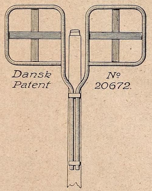Blikkenslager Lunds underlag for muleposer. Tegning gengivet efter Dyreværneforeningen "Svalen". Aarsskrift for 1916, s. 29.