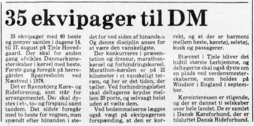 Foromtale af DM 1980 i Tjele. Aalborg Stiftstidende, 27. juli 1980, s. 6.