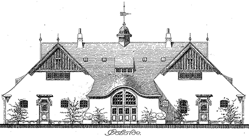 Arkitekt Bernhard Ingemanns tegning af hestestald til Carl Moresco, 1911.