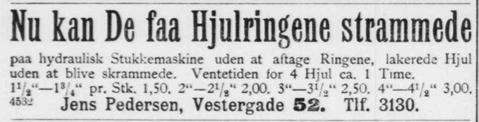 Annonce fra Jens Petersen, Aarhus, Demokraten (Aarhus), 13. juni 1913.