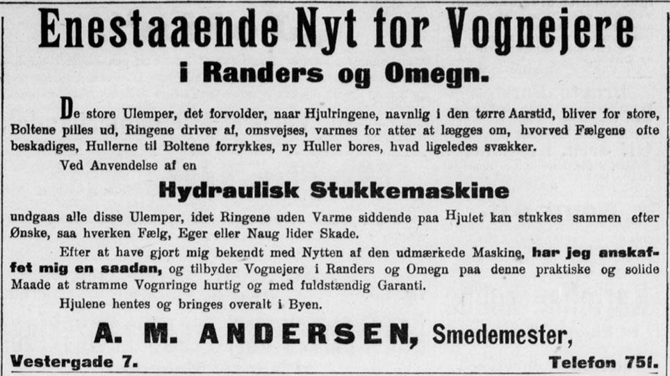Annonce i Randers Dagblad og Folketidende, 28. maj 1919.